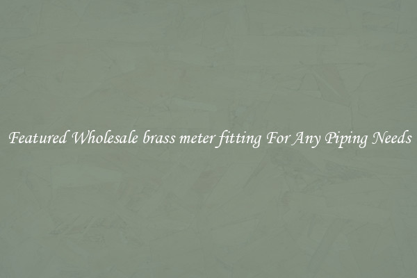 Featured Wholesale brass meter fitting For Any Piping Needs
